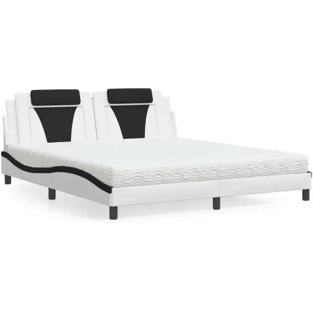 vidaXL Bed "Viana" met matras kunstleer wit en zwart 180x200 cm