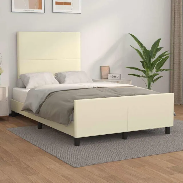 vidaXL Bedframe met hoofdbord kunstleer crèmekleurig 120x200 cm