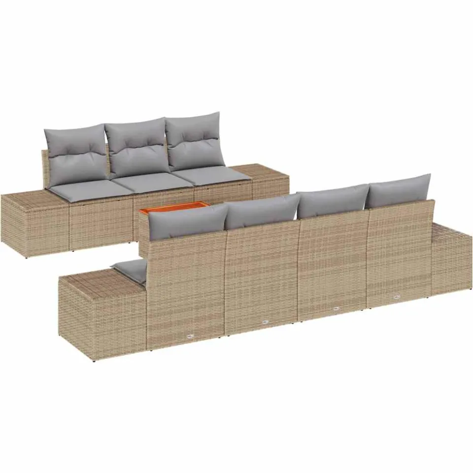vidaXL Tuinbankenset 8 st Beige en Licht Grijs poly rattan