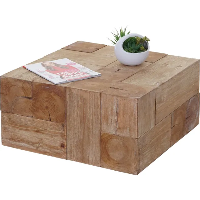 Cosmo Casa Salamitafel - Salontafel - Massief rustiek dennenhout - Gecertificeerd 30x60x60 cm Bruin