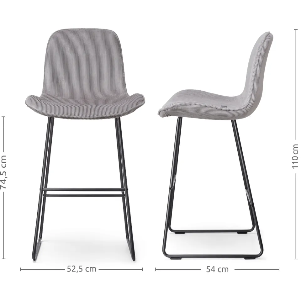 Nolon Nino-Fé barkruk rib warm grijs - zwart onderstel - 75 cm