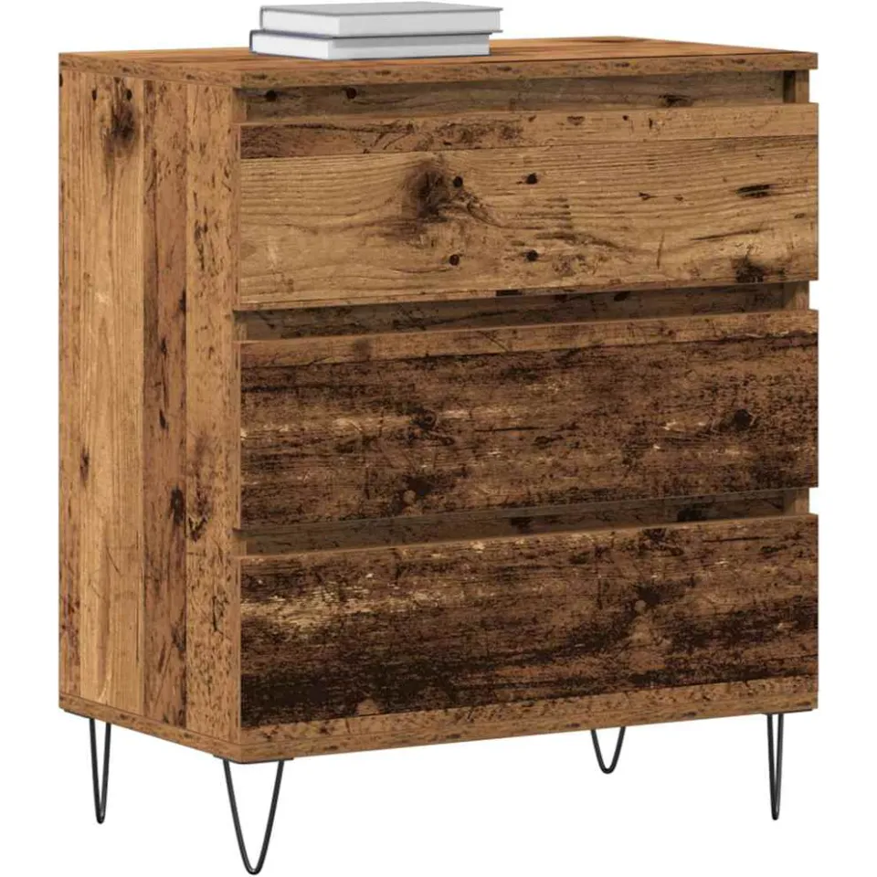 vidaXL Dressoir Oudhout 60 x 35 x 70 cm Bewerkt hout Bruin