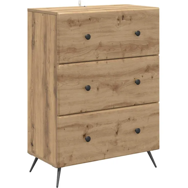 vidaXL Ladekast - 66 - x - 34,5 - x - 90 - cm - Bewerkt - hout - Artisanaal - eiken Artisanaal eiken