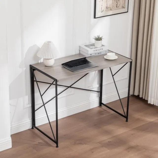 COVREO Bureau 99 x 50 x 75 cm naturel, MDF en metaal, inklapbaar Natural