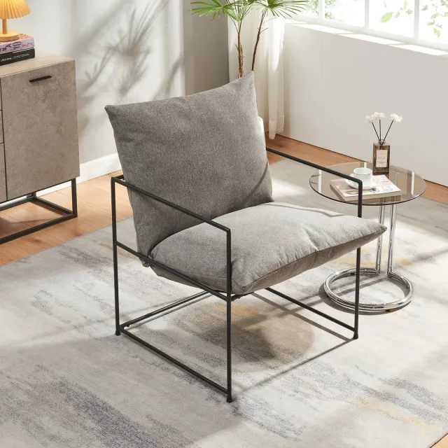 en.casa Fauteuil Utsjoki 90x61x70 cm zwart en donkergrijs [en.casa]