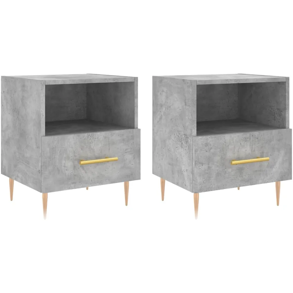 vidaXL Nachtkastjes 2 st 40x35x47,5 cm bewerkt hout betongrijs grijs, foto 3