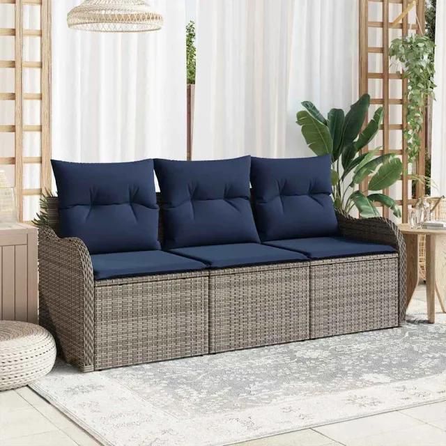 vidaXL Tuin Sofa Set 3 st Grijs poly rattan, foto 2
