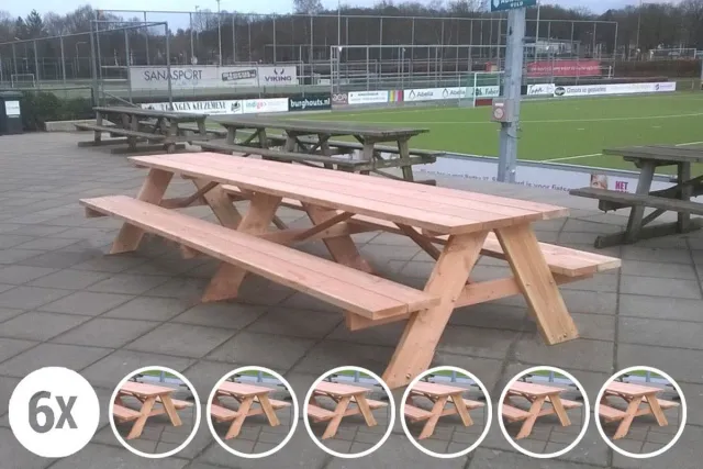 Rockwood® 6x Picknicktafel Douglas Classic 2.80m Naturel