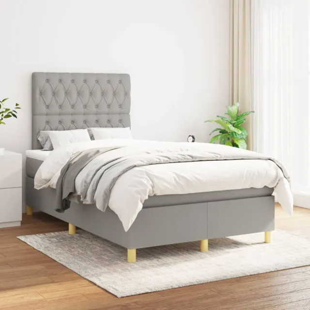 vidaXL Boxspring met matras stof lichtgrijs 120x200 cm grijs