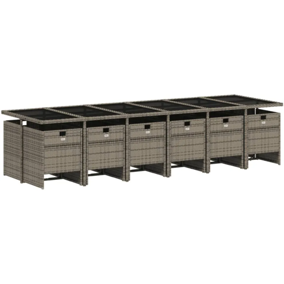 vidaXL 13-delige tuinset met kussens, grijs polyrotan, foto 3