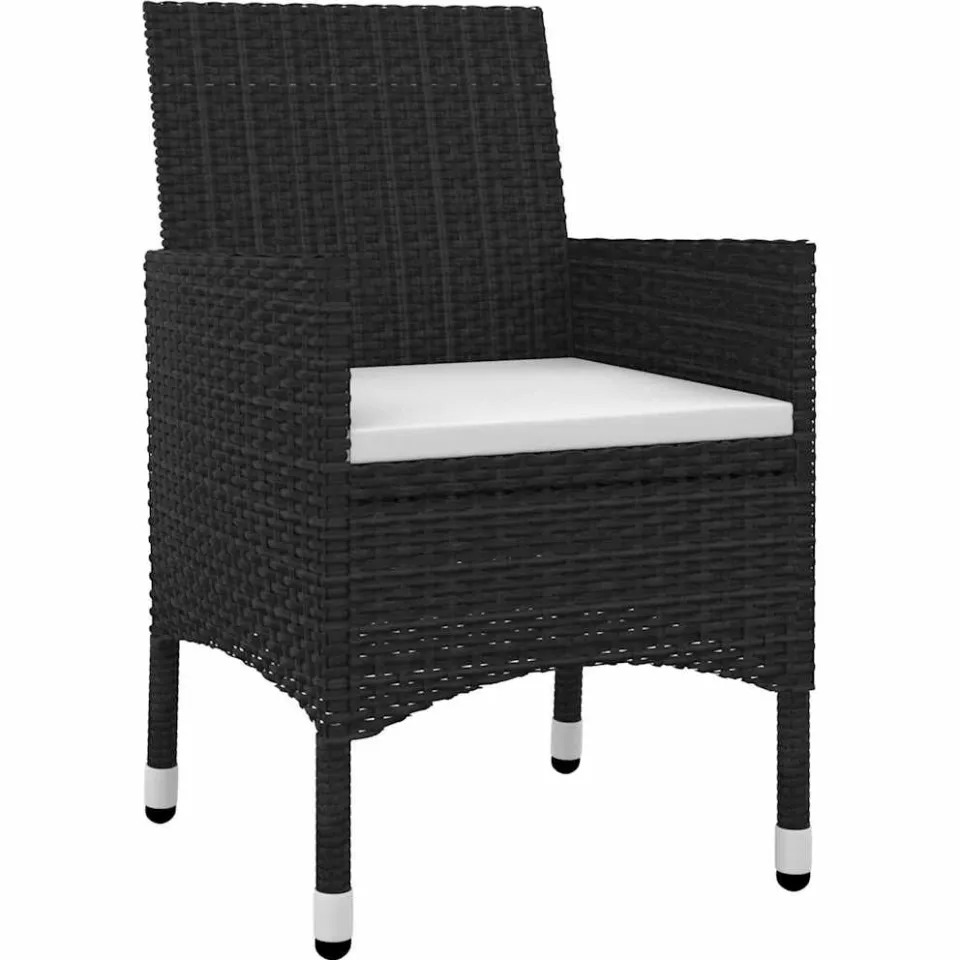 vidaXL 7-delige Tuinset met kussens poly rattan en glas Zwart