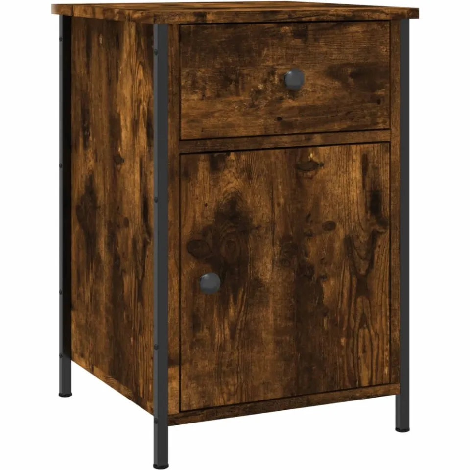 vidaXL Nachtkastje 40x42x60 cm bewerkt hout gerookt eikenkleurig, foto 3