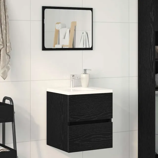 vidaXL Badkamerwastafelkast Zwart Eiken 41x38,5x45 cm Bewerkt Hout