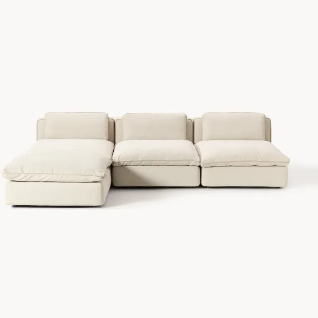 Westwing Collection Modulaire XL bank Felix met poef (links/rechts) Beige