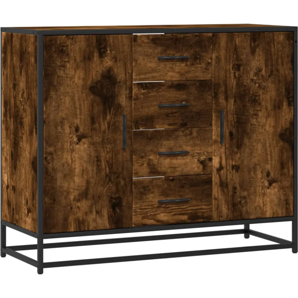 vidaXL Dressoir 92x35x76 cm bewerkt hout gerookt eikenkleurig, foto 3
