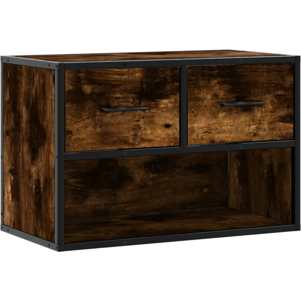 vidaXL Tv-meubel 60x31x39,5 cm bewerkt hout metaal gerookt eikenkleur, foto 3