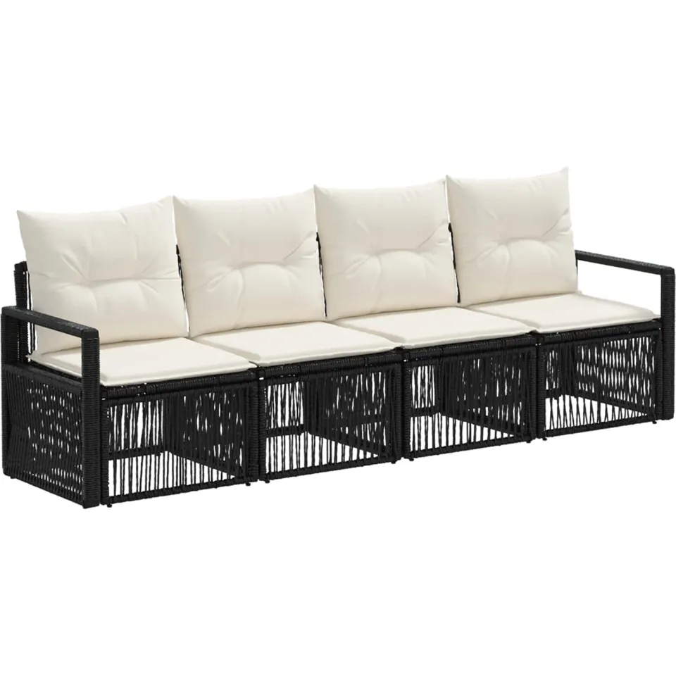 vidaXL Tuinbankenset 4 st 4-zits Zwart poly rattan, foto 3
