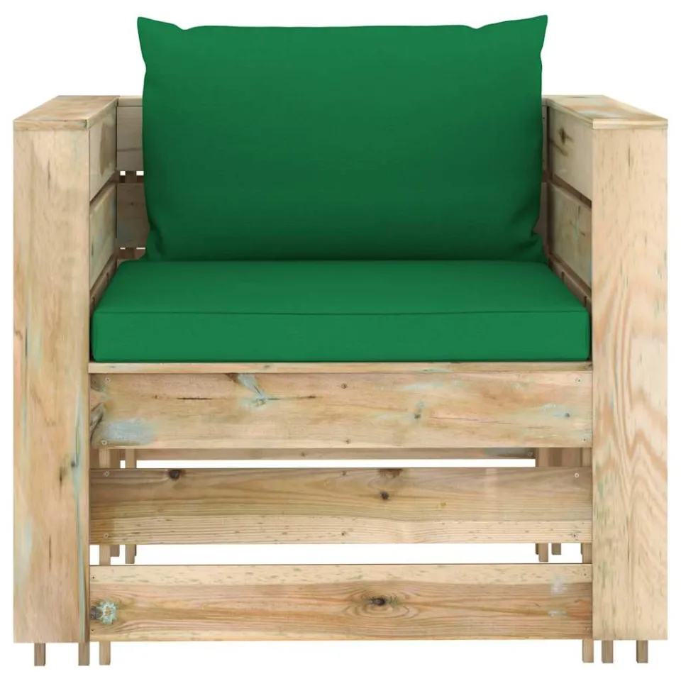 vidaXL 2-delige Loungeset met kussens groen geïmpregneerd hout, foto 3