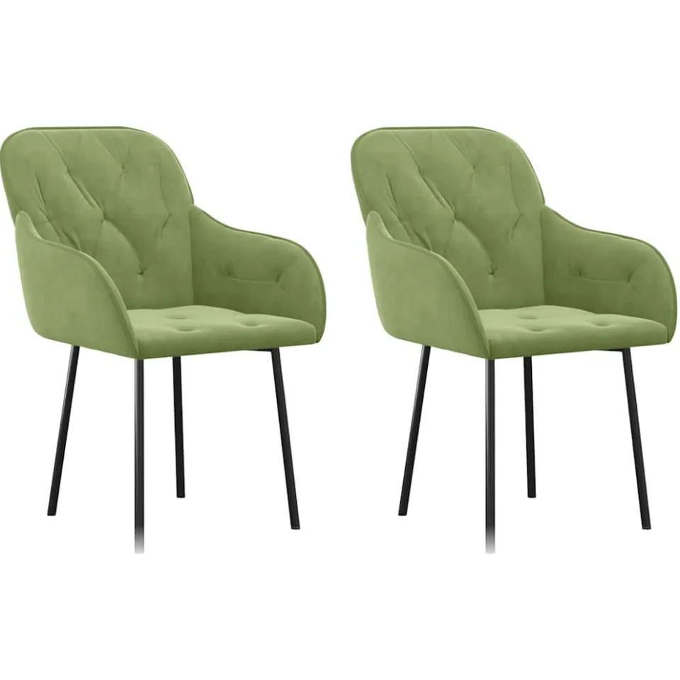 vidaXL Eetkamerstoelen 2 st fluweel lichtgroen groen, foto 3