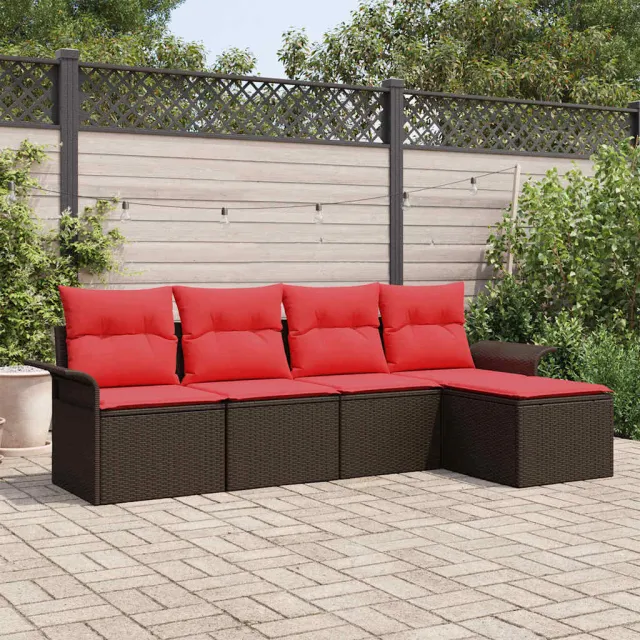 vidaXL Tuin Sofa Set 5 st Bruin poly rattan, foto 2