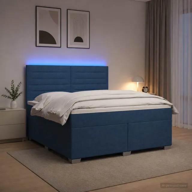 vidaXL Boxspringbed met matras met hoofdeinde Blauw 140 x 190 cm Stof