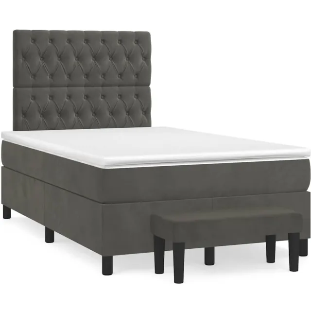 vidaXL Boxspring met matras fluweel donkergrijs 120x190 cm grijs