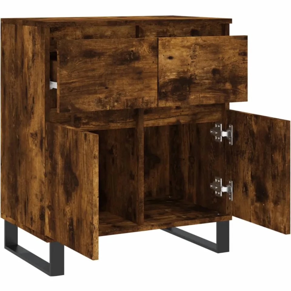 vidaXL Dressoir 60x35x70 cm bewerkt hout gerookt eikenkleurig, foto 4