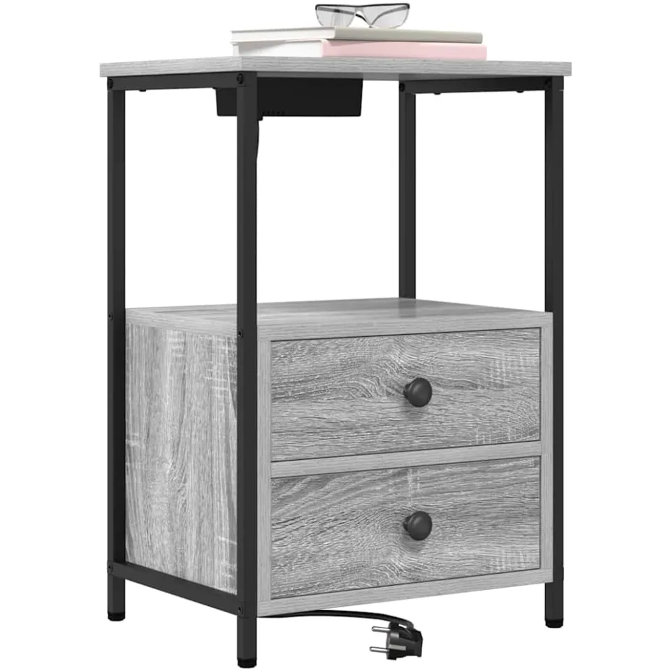 vidaXL Nachtkastje 2 st Grijs Sonoma 40 x 31 x 60 cm Bewerkt hout