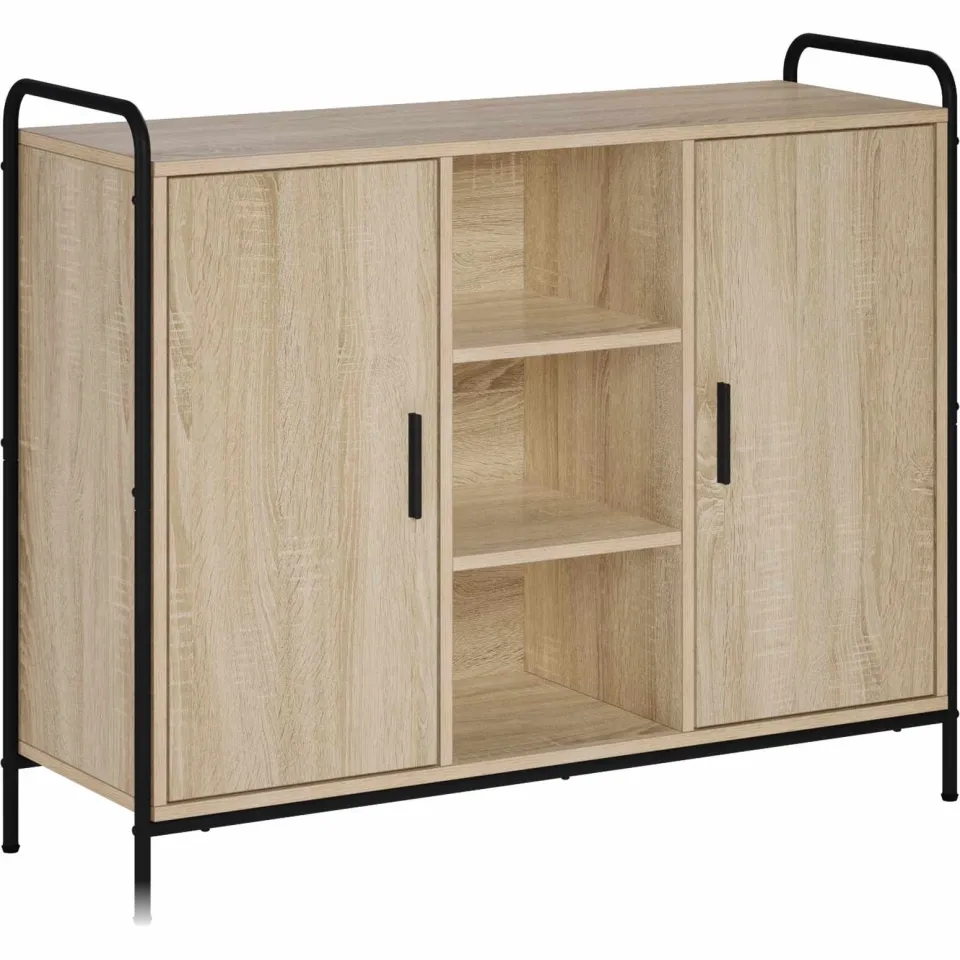 vidaXL Dressoir Sonoma Eiken 97 x 33 x 81 cm Bewerkt hout, foto 3