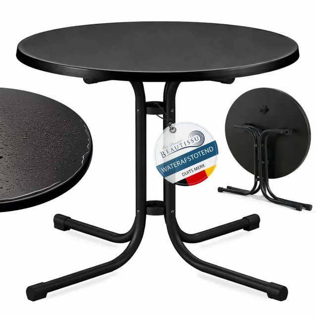 Beautissu Bistrotafel Buiten Ø 70 cm Waterdicht – Inklapbare Ronde Tuintafel Terrastafel Balkontafel – Campingtafel Sta-tafel Eettafel – Hoogte 70 cm – zwart – Bistroni WP