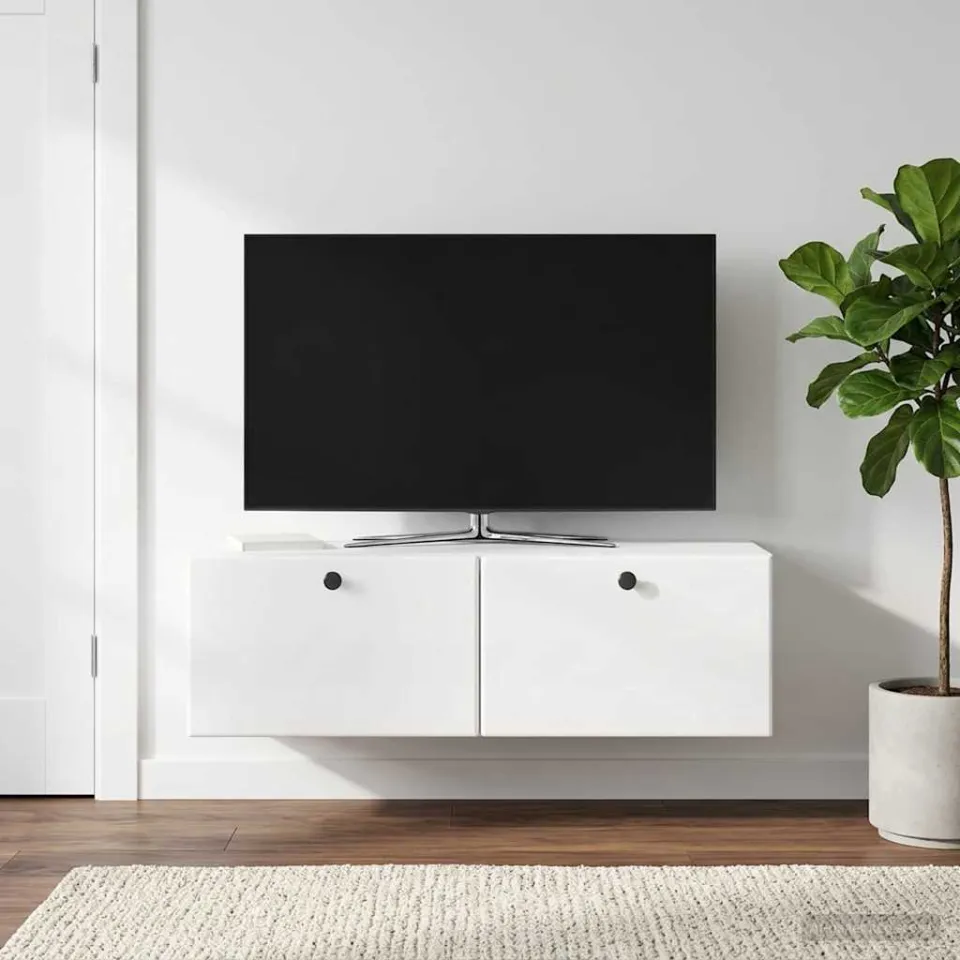 vidaXL Wandbeugel TV-kast 98 x 31 x 30 cm Hoogglans Wit Bewerkt hout, foto 4