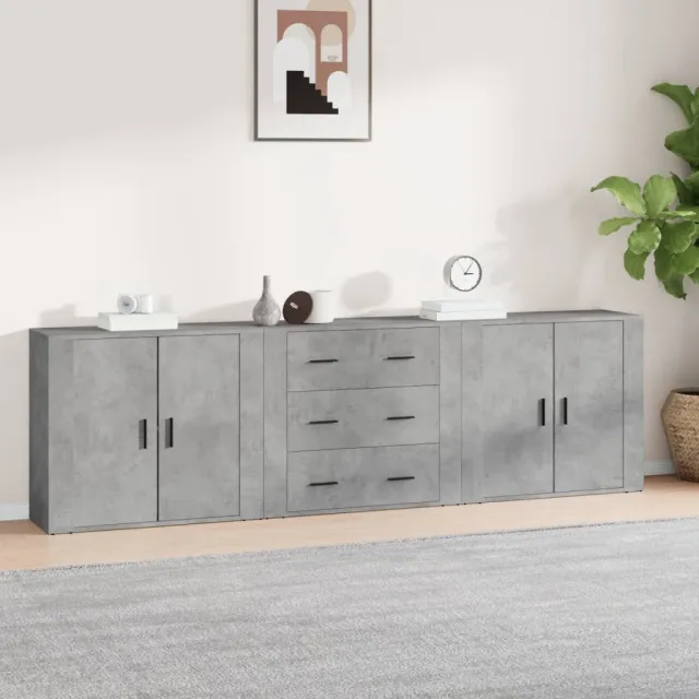 vidaXL Dressoirs 3 st bewerkt hout betongrijs grijs, foto 2