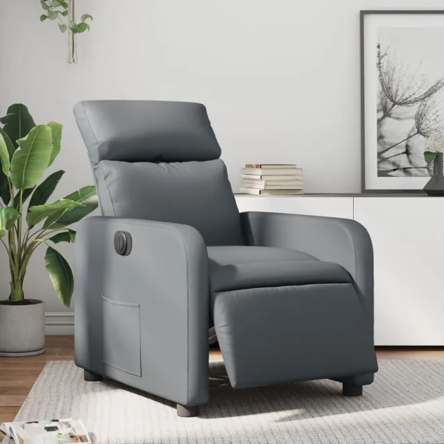 vidaXL Fauteuil verstelbaar elektrisch kunstleer grijs