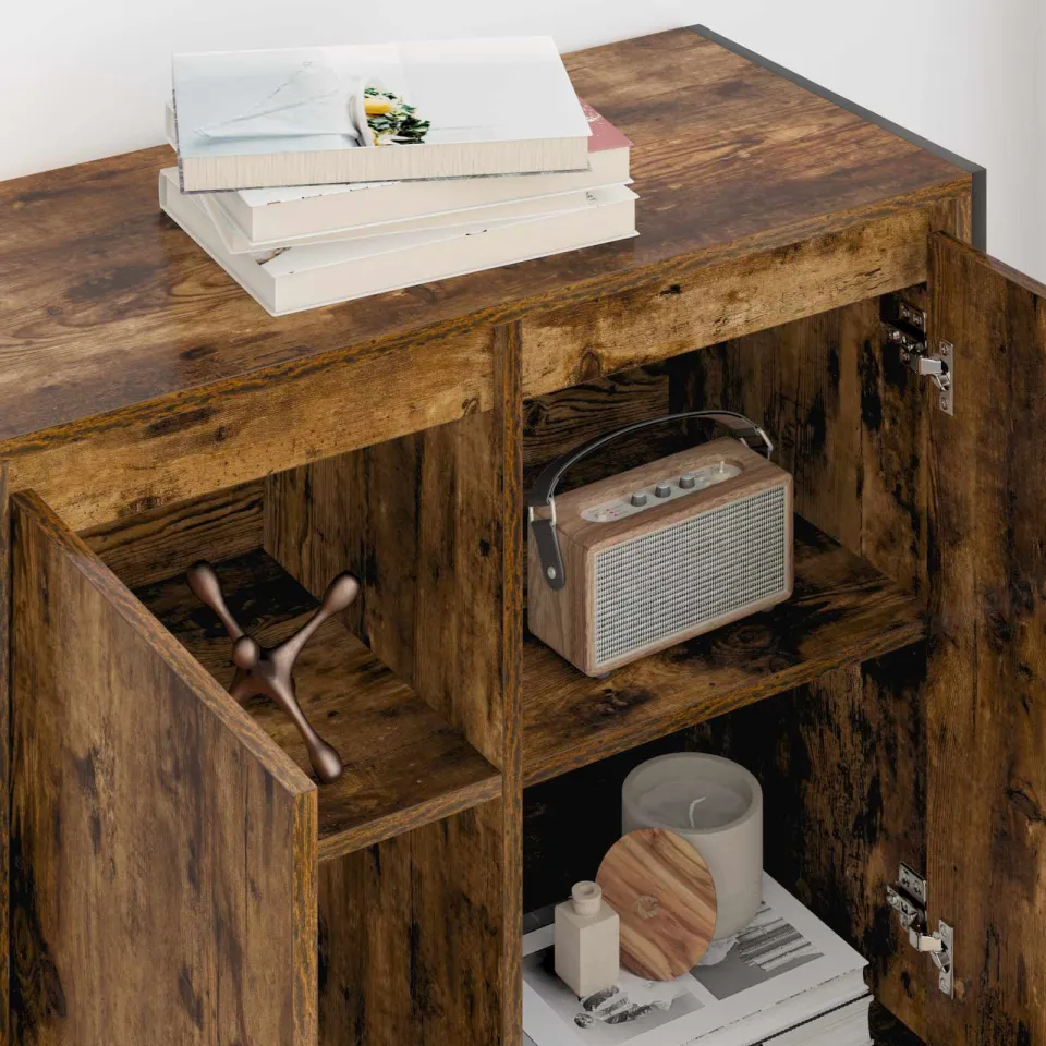 vidaXL Bijzetkast Gerookt eiken 79 x 36 x 75 cm Bewerkt hout, foto 4
