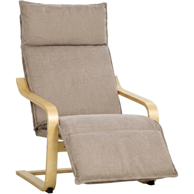 MUVANO Sillón de Lectura - Butaca de Salón con Reposapiés - Sillón Acolchado de Doble Capa - Sillón Resistente hasta 120 kg - 55 cm - Movimiento de Balanceo - Para Salón BruinBruin