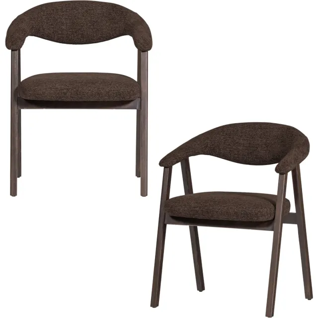 WOOOD Avar Eetkamerstoel Armleuning Bruin - Set Van 2 - 77x60x60