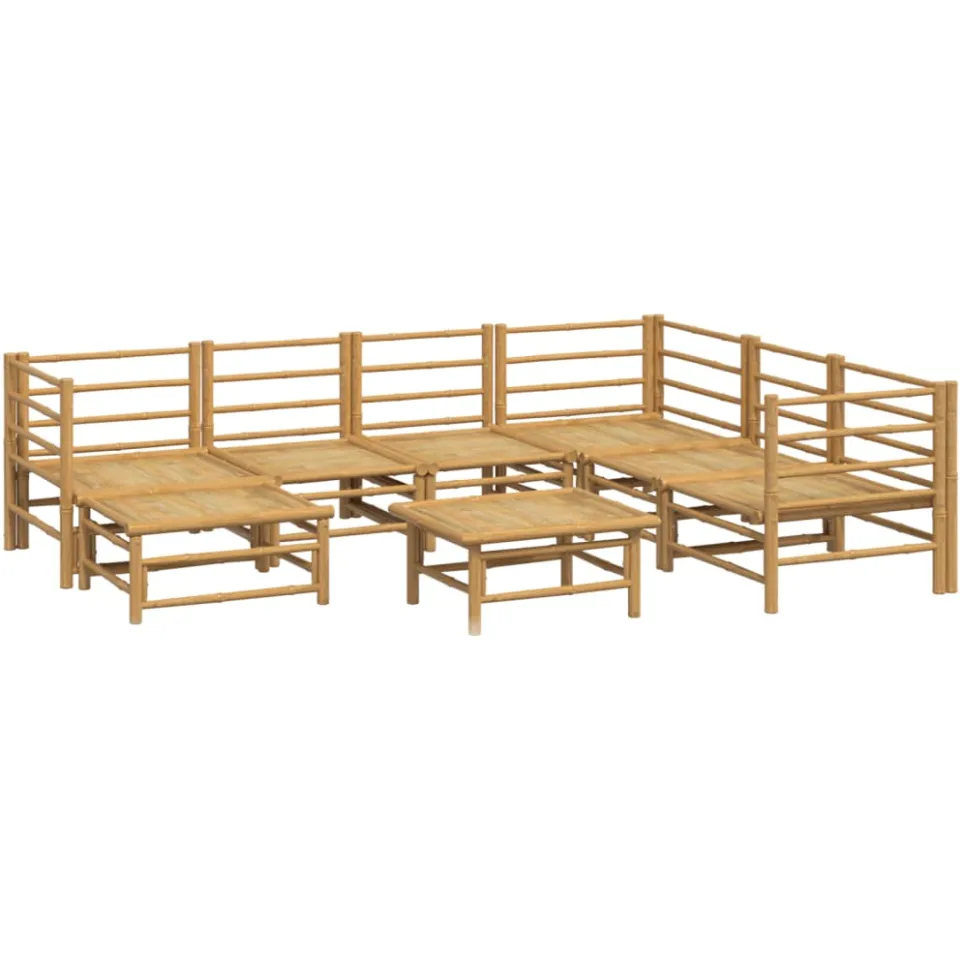 vidaXL 8-delige Loungeset met kussens bamboe lichtgrijs Bruin