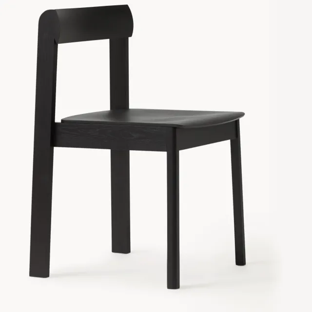 Form & Refine Stapelbare stoelen Blueprint van eikenhout, 2 stuks Zwart
