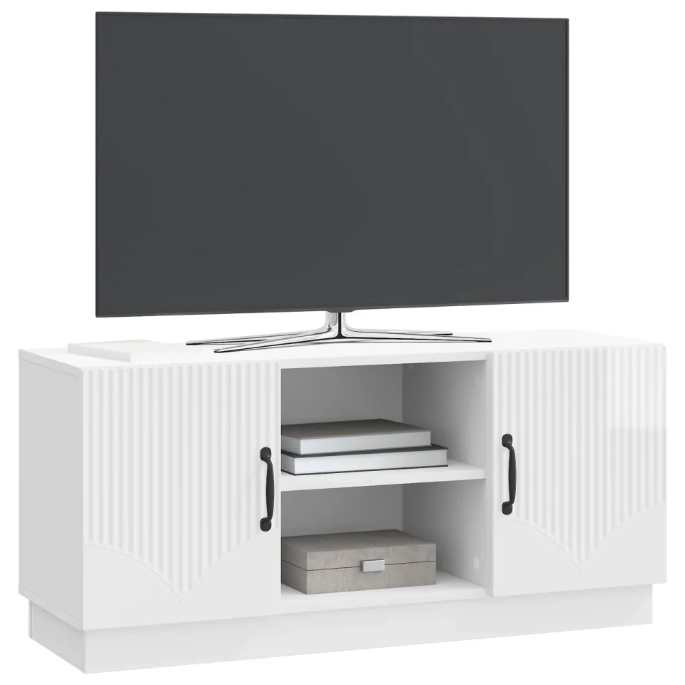 vidaXL TV-kast 102 x 34,5 x 47 cm Hoogglans Wit Bewerkt hout