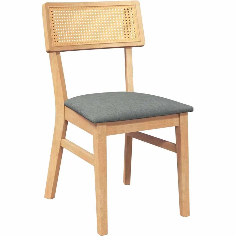 vidaXL Eetkamerstoelen met kussens 2 st massief hout rubber bruin, foto 4