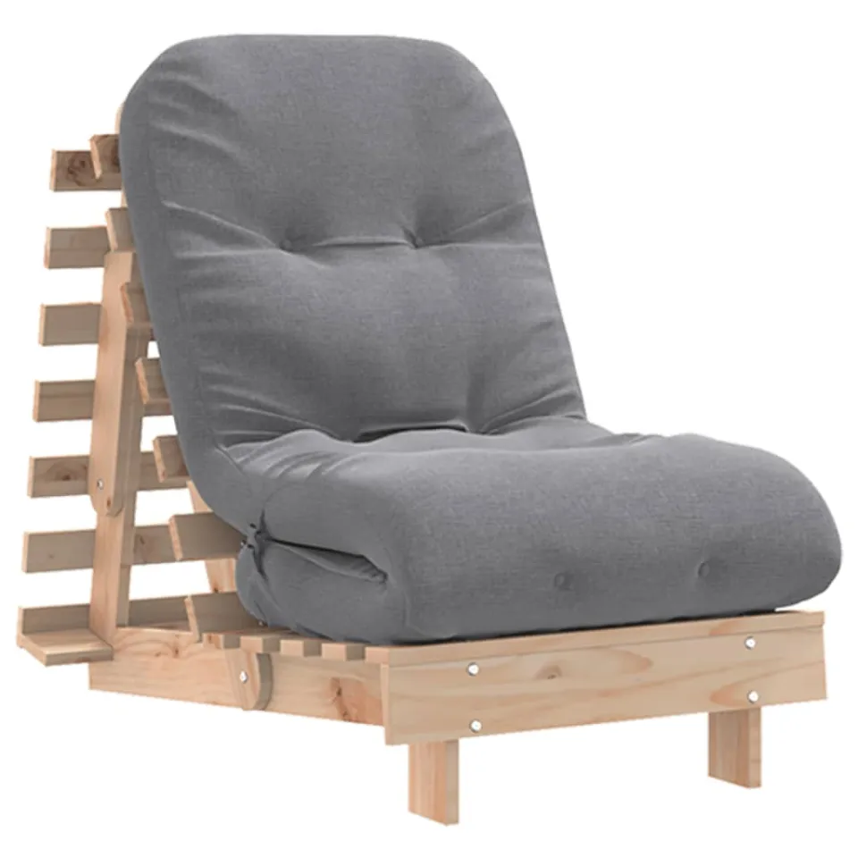 vidaXL Futon slaapbank met matras 60x206x11 cm massief grenenhout Bruin