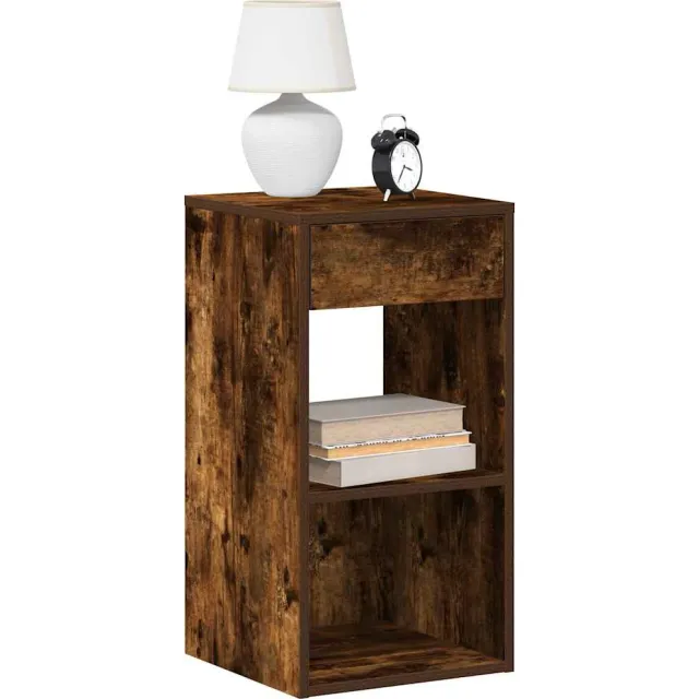 vidaXL Nachtkastje met lade 35x34x66,5 cm gerookt eikenkleurig Bruin