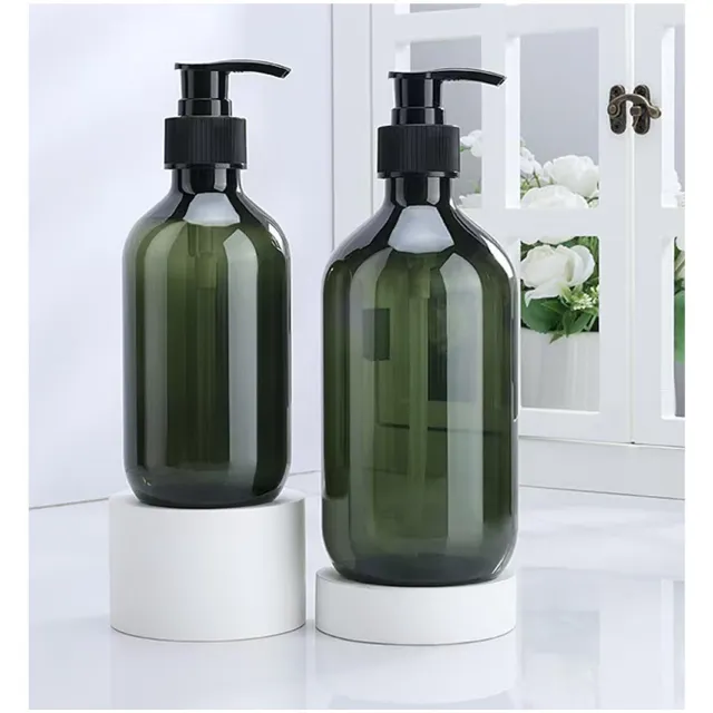 Famanu Set van 2 zeepdispenser van 300 ml pompdispenser voor afwasmiddel en handzeep, ideaal voor keuken en badkamer in een frisse groene kleur, met etikettensticker en trechter voor eenvoudig vullen Wit