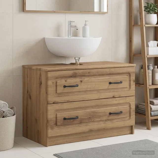 vidaXL Badkamer wastafelkast UTRECHT Artisanaal eiken 82 x 41 x 56 cm Bruin