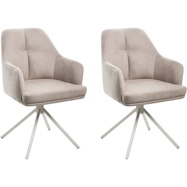 Beliani MIRA - Eetkamerstoel set van 2 - Taupe - Polyester Beige