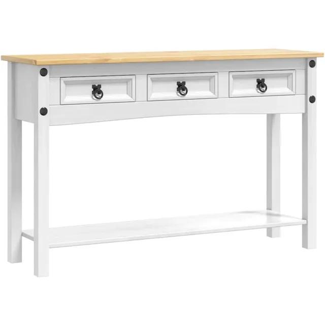 vidaXL Bijzettafel - Corona - Wit - 114 - x - 34,5 - x - 73 - cm - Massief - grenenhout