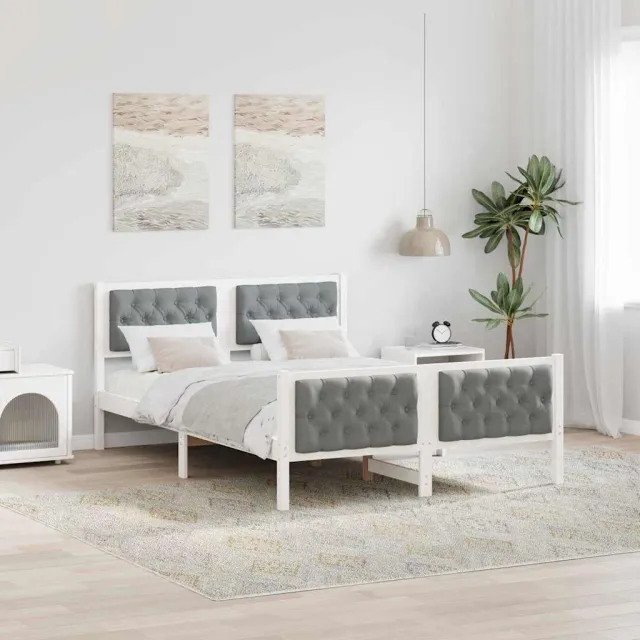 vidaXL Bedframe Lichtgrijs 150 x 200 cm Massief grenenhout Wit