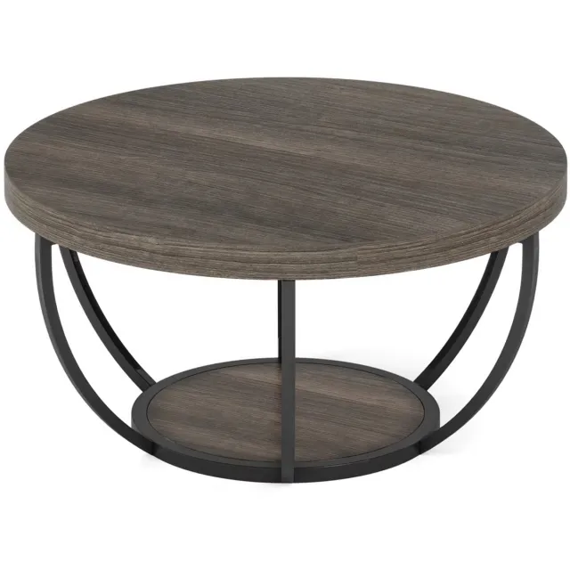 Happiq Salontafel Mira - Rond - Modern - Voor woonkamer - Bijzettafel - 95cm - Bruin