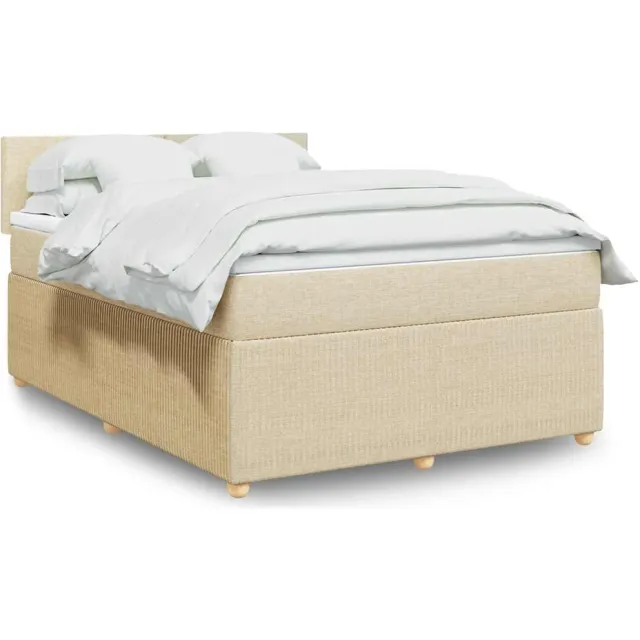 vidaXL Boxspring met matras stof crèmekleurig 160x200 cm