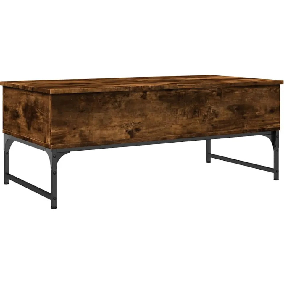 vidaXL Salontafel 100x50x40 cm bewerkt hout en metaal gerookt eiken Bruin